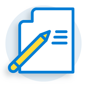 illustration of a pencil writing on an application